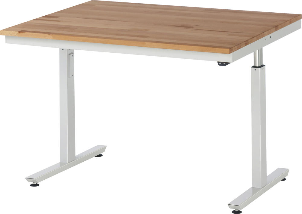Werkbank SERIE E3 - Flächenlast bis zu 300 kg | 1250 | 1000 | Buche-Massiv-Arbeitsplatte | 300