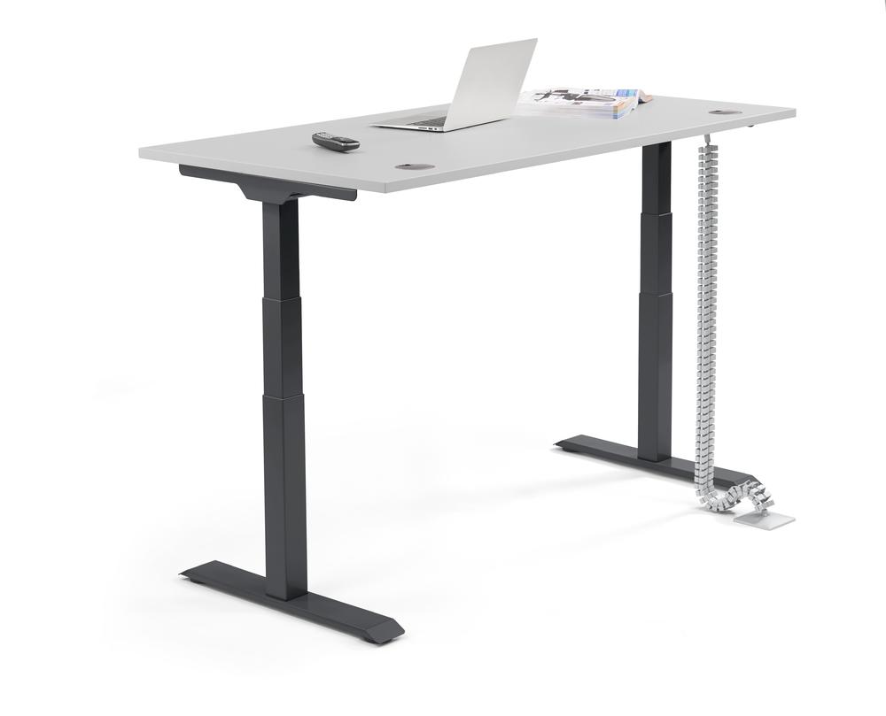 Höhenverstellbarer Schreibtisch FLEX MODUL | Lichtgrau | 1200 | Schwarz