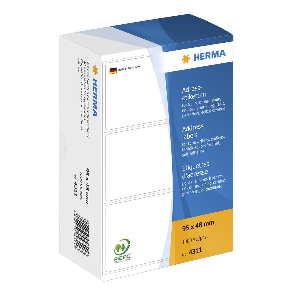 HERMA Adressetikett 4311 95x48mm zickzack ws 1.000