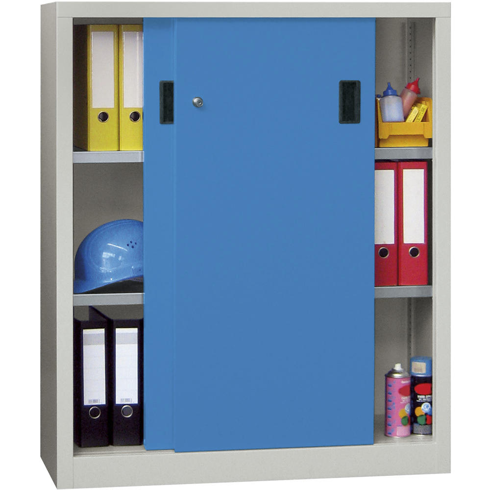 Schiebetüren-Stahlschrank SYSTEM FLEX | Lichtblau RAL 5012 | 1000 | 400 | mit Stahltüren