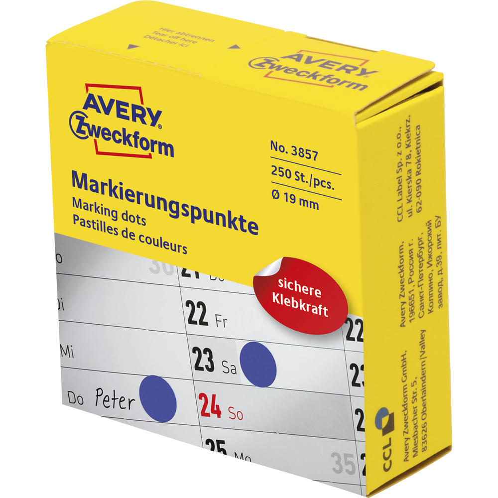 Avery Zweckform Markierungspunkt 3857 19mm blau