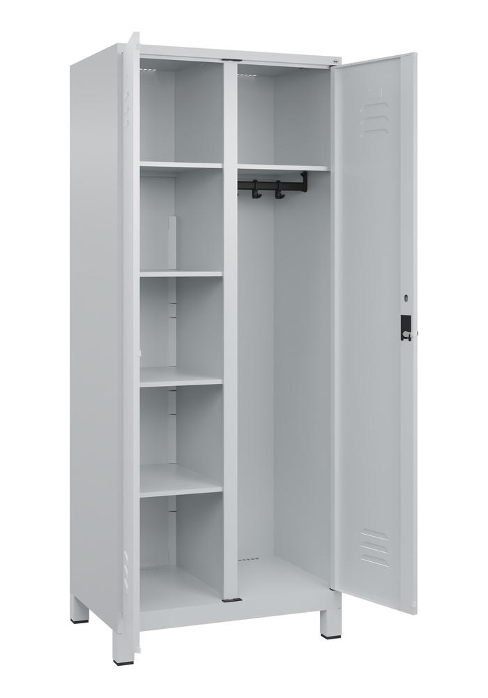 Kleider- u. Wäscheschrank, mit Füßen | Lichtgrau RAL 7035 | mit Füßen | Lichtgrau RAL 7035 | 400