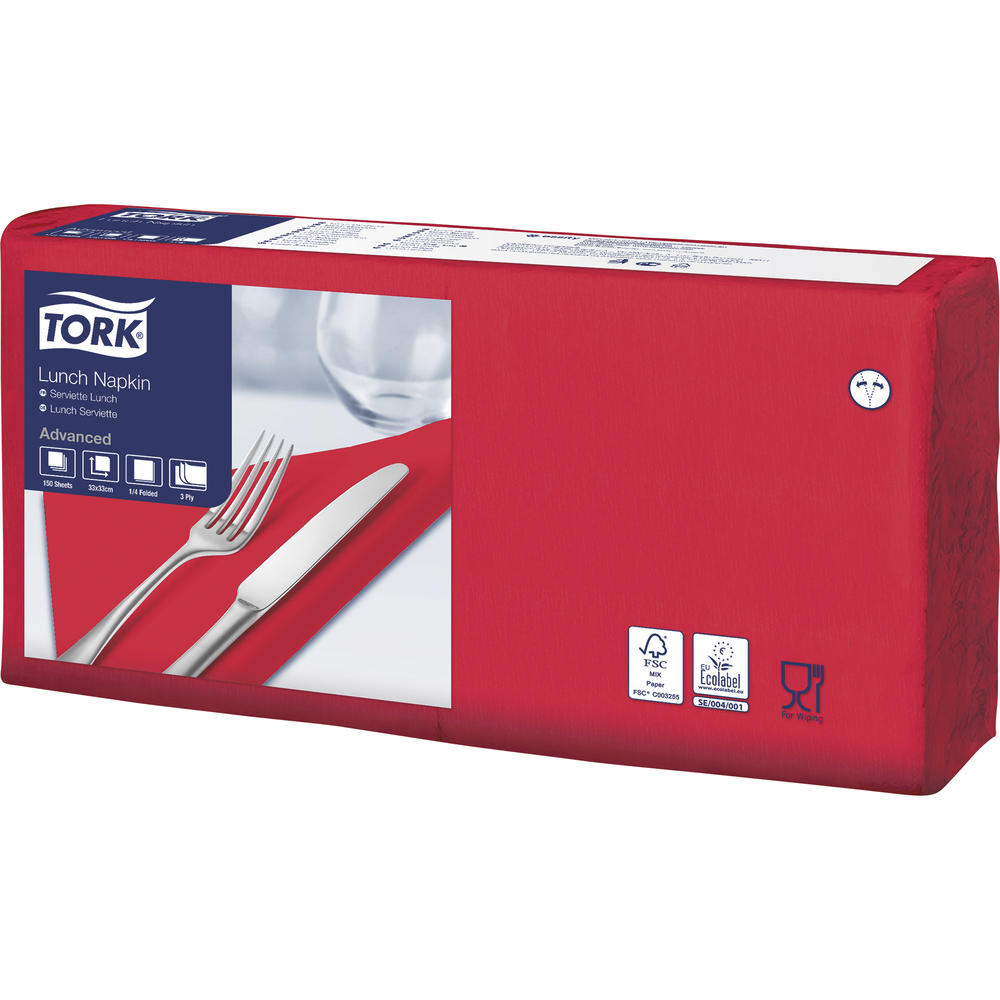 Tork Serviette 477861 33x33cm 3lg. 1/4 Falz rot