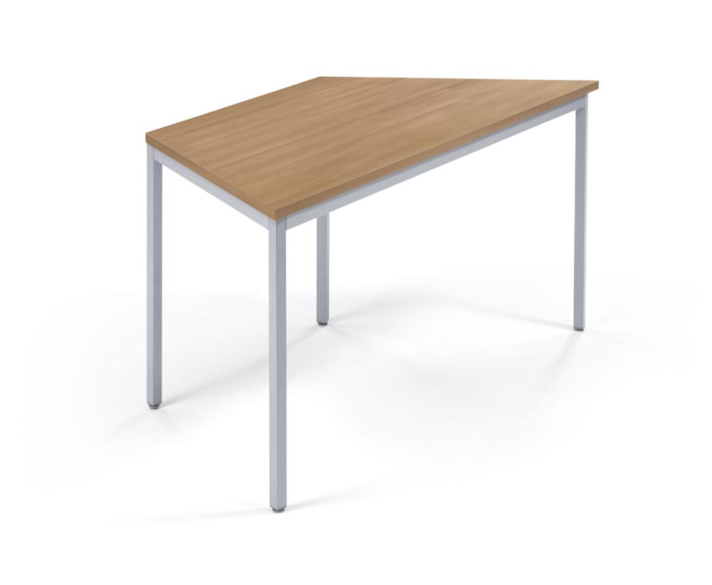 Konferenztisch MODUL | Nussdekor | 1600 | 690 | Alusilber RAL 9006 | Trapez