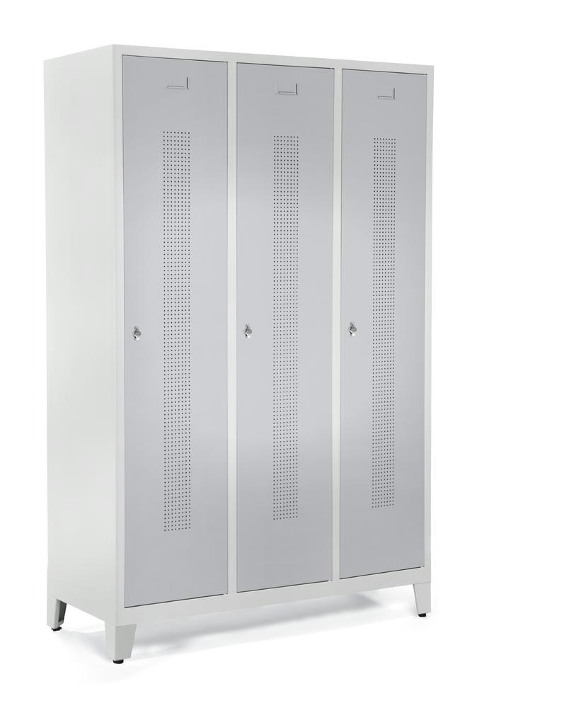 Garderobenspinde SYSTEM SP1 mit Füßen | Alusilber RAL 9006 | mit Füßen | 400 | Drehriegelverschluss