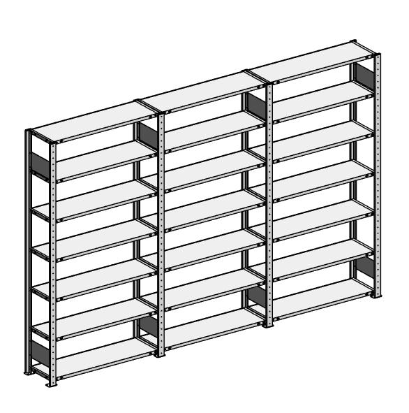 Steckregal ST 3000 Komplettangebot | Dreierregal, Breite 3072 mm | 150 | 300