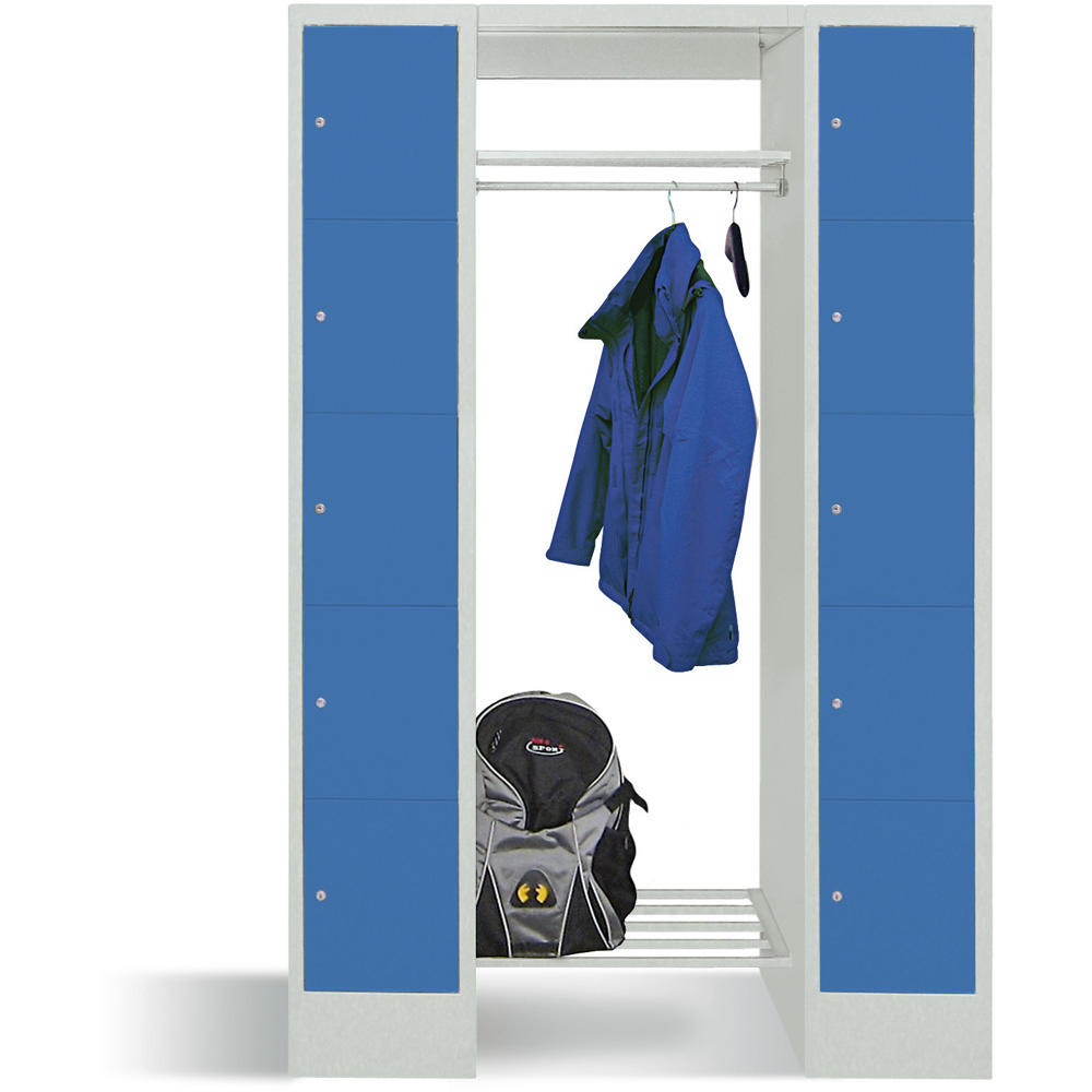 Garderobe mit Schließfachschränken BASIC | Lichtblau RAL 5012 | 300 | 2 | 10