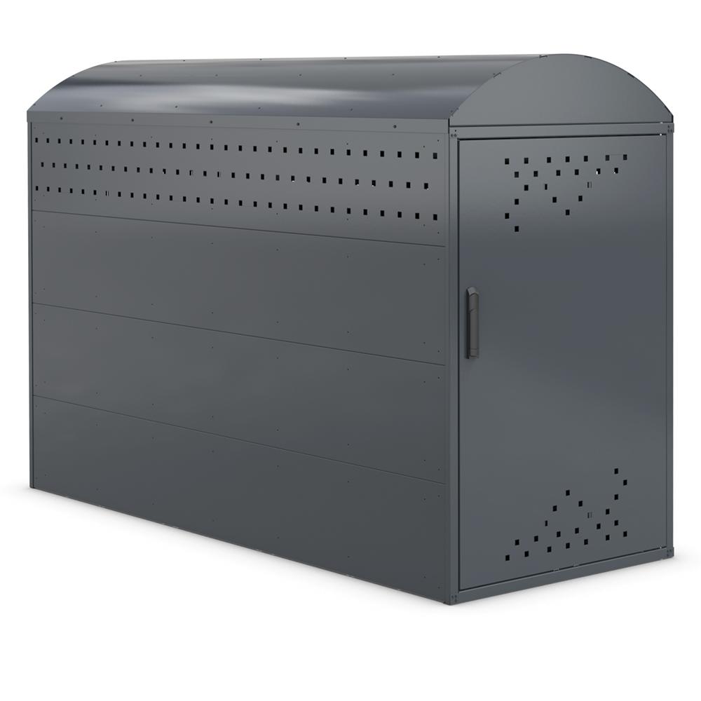 Fahrradgarage Bike Box | Anthrazitgrau RAL 7016 | Grundeinheit mit 2 Seitenwänden | Bogendach