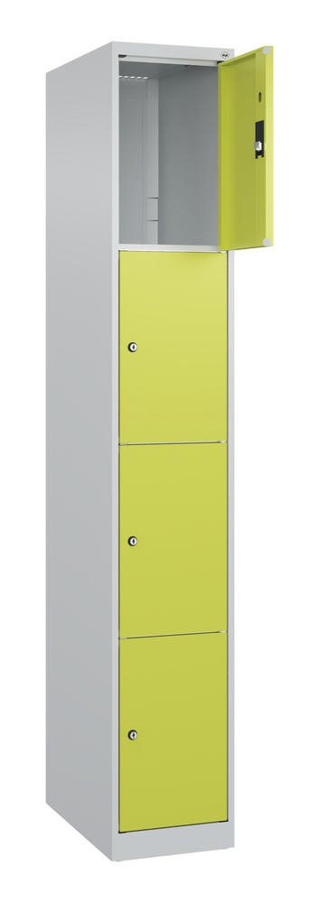 Schließfachschrank CLASSIC PLUS, bodenstehend | Clowngrün RAL 1108060 | Bodenstehend | Lichtgrau RAL 7035 | 300 | 1 | 4