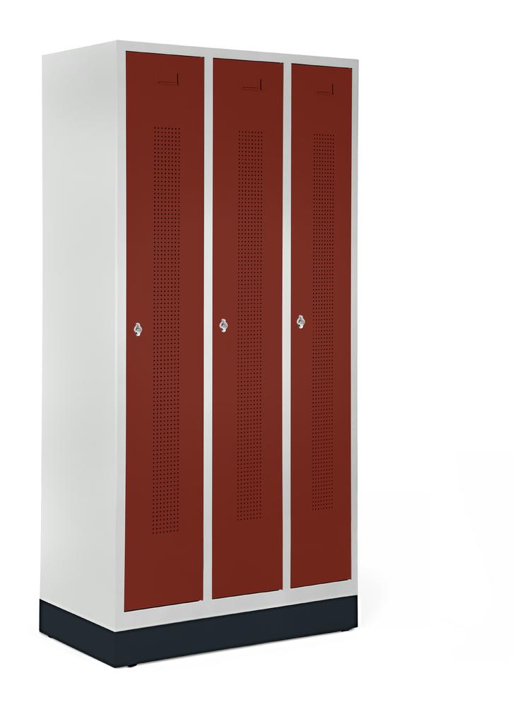Garderobenspinde SYSTEM SP1 mit Sockel | Rubinrot RAL 3003 | mit Sockel | 300 | Drehriegelverschluss