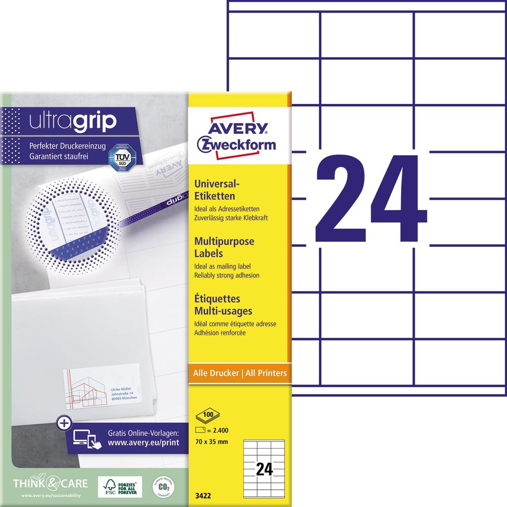 Avery Zweckform Universaletikett 3422 70x35mm weiß