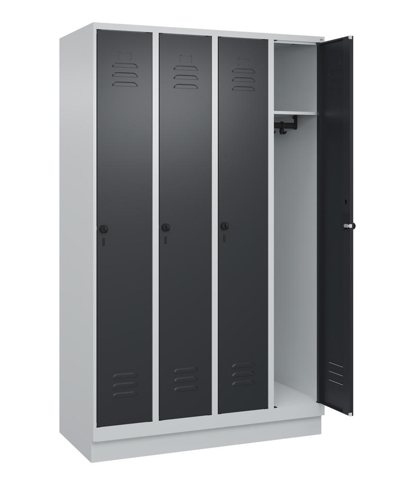 Garderoben-Stahlspind CLASSIC PLUS, mit Sockel | Schwarzgrau RAL 7021 | mit Sockel | Lichtgrau RAL 7035 | 300 | 4