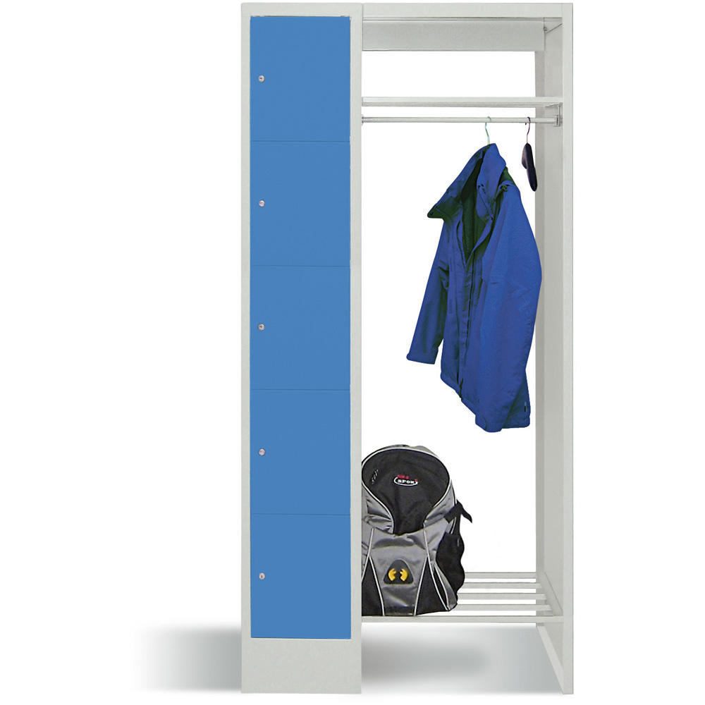 Garderobe mit Schließfachschränken BASIC | Lichtblau RAL 5012 | 300 | 1 | 5