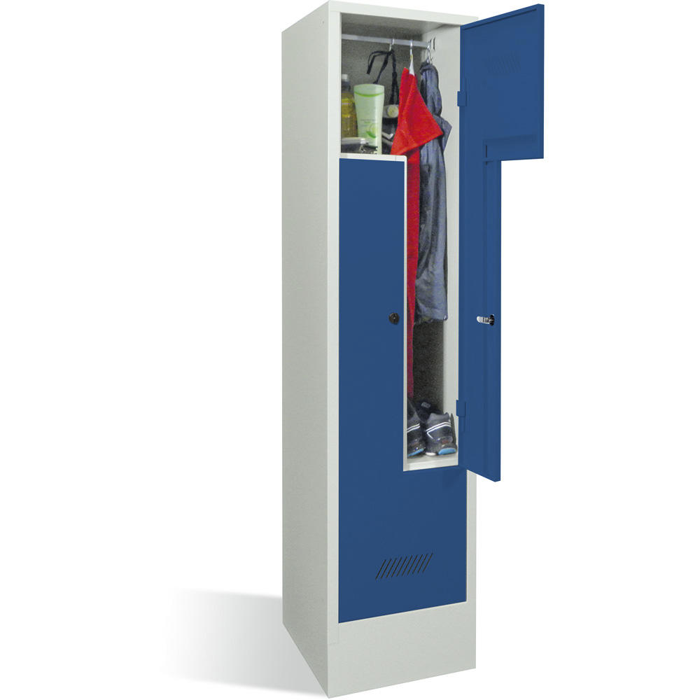 Z-Garderoben Stahlspind BASIC mit Sockel | Enzianblau RAL 5010 | mit Sockel | 2