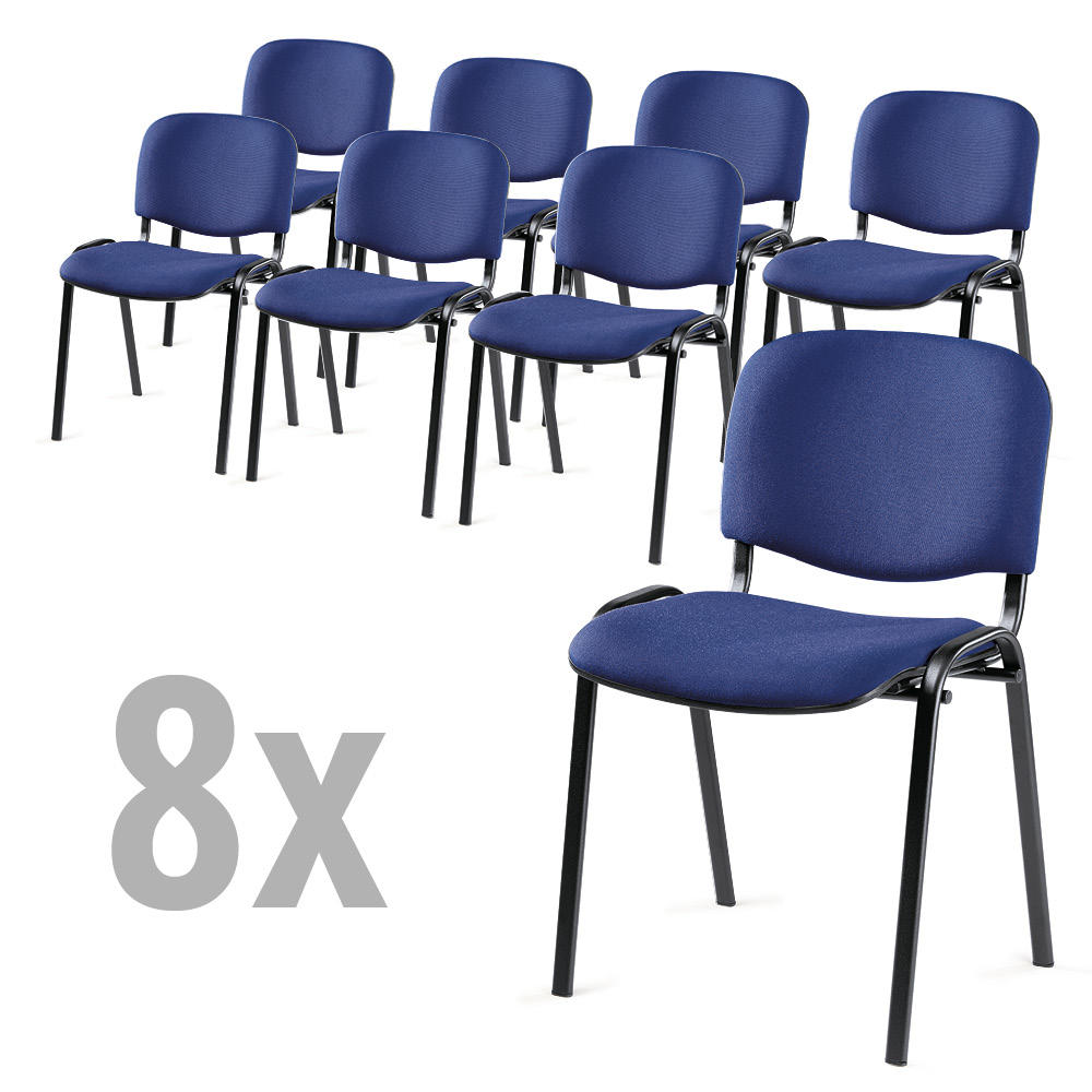 8er Set-Besucherstühle ISO | Blau | Schwarz