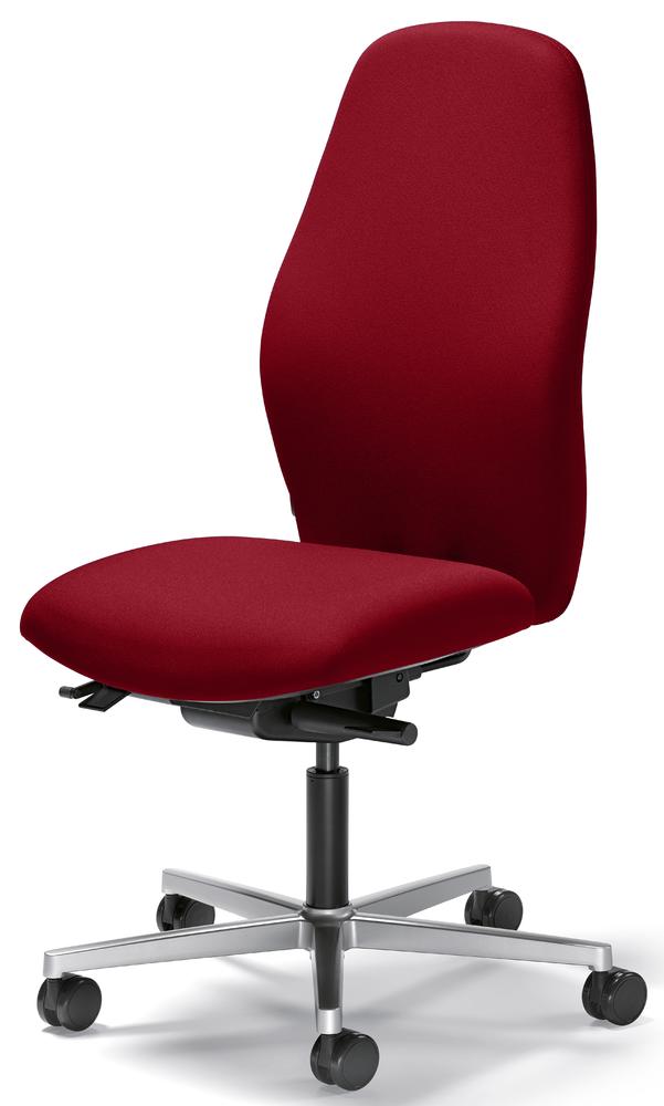 Bürostuhl mySIT ohne Armlehnen | Rot | Sitztiefenverstellung, Synchronmechanik | Alusilber