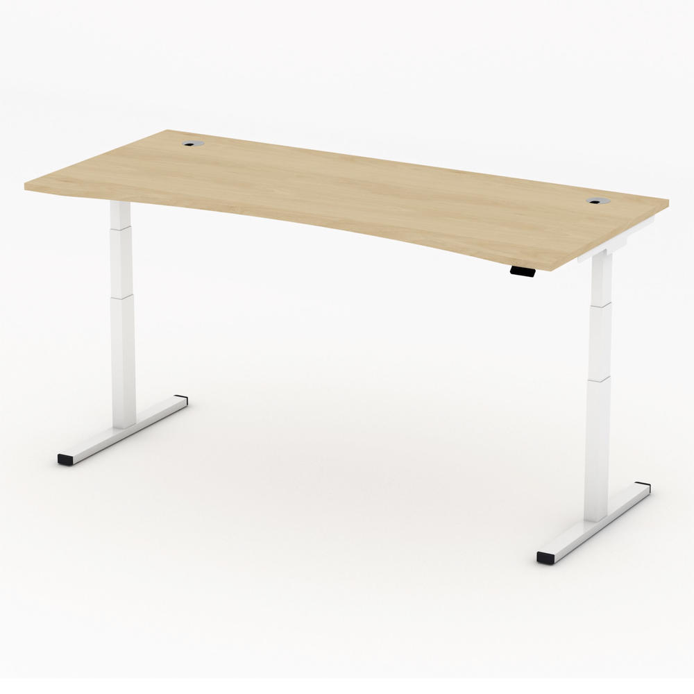 Höhenverstellbarer Schreibtisch MULTI MODUL-PRO | Buchedekor | 1800 | Weiß