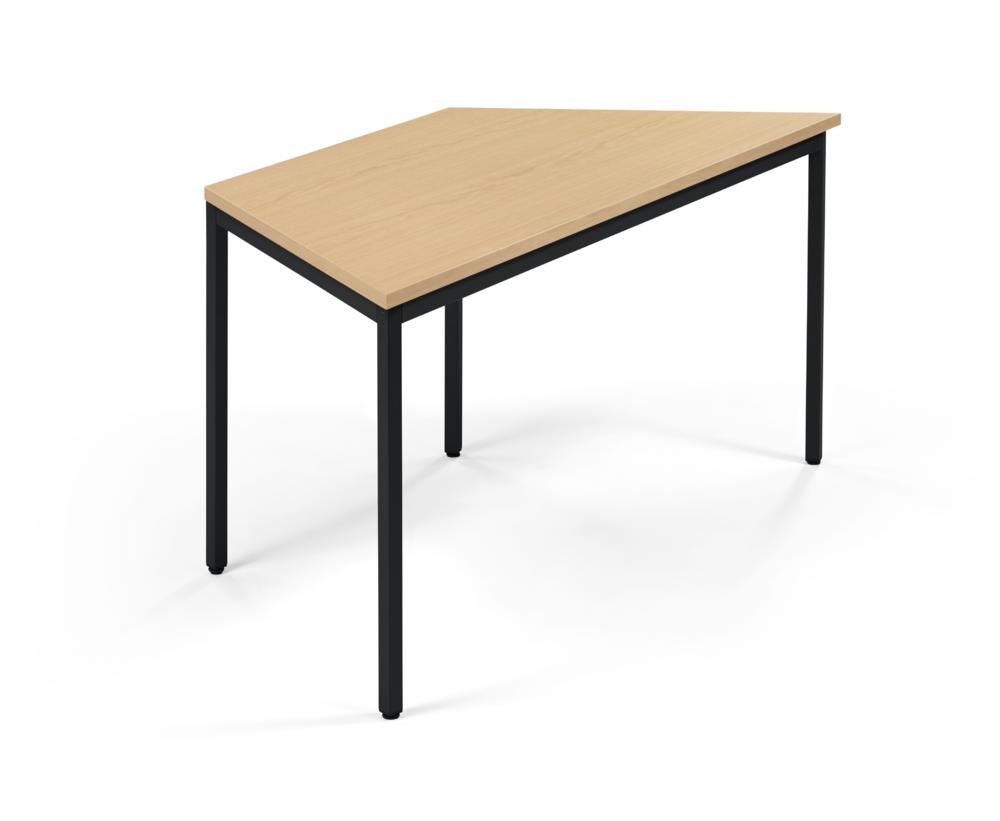 Konferenztisch PROFI MODUL | Buchedekor | 1600 | 690 | Tiefschwarz RAL 9005 | Trapez