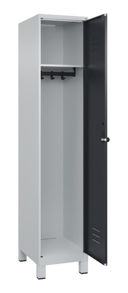Garderoben-Stahlspind CLASSIC PLUS, mit Füßen | Schwarzgrau RAL 7021 | mit Füßen | Lichtgrau RAL 7035 | 400 | 1