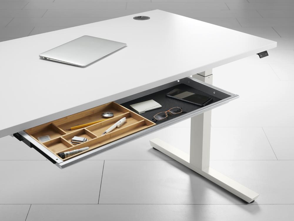 Schublade XL für Schreibtisch | Alusilber | 760