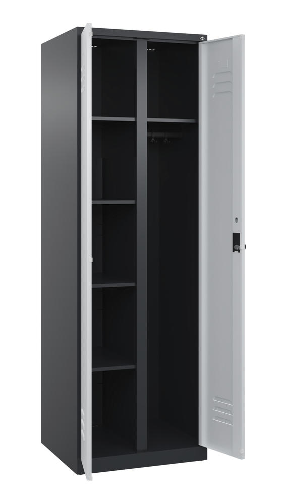 Kleider- u. Wäscheschrank, bodenstehend | Lichtgrau RAL 7035 | Bodenstehend | Schwarzgrau RAL 7021 | 300
