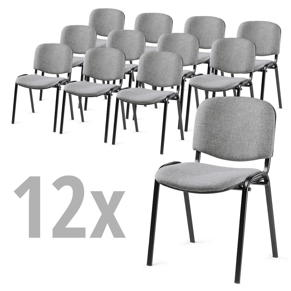 12er SET - Besucherstühle ISO | Grau | Schwarz