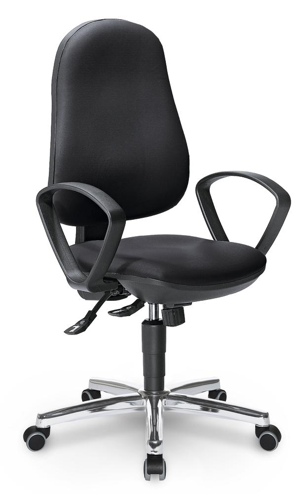 Bürostuhl COMFORT S mit Armlehnen | Schwarz | Verchromt | feste Armlehnen