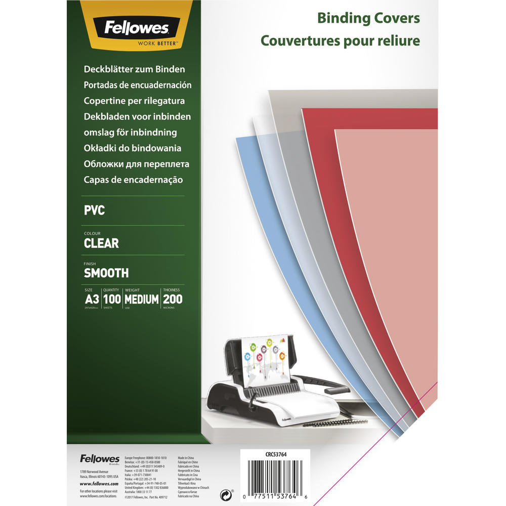 Fellowes Deckblatt 53764 DIN A3 200mic. tr 100