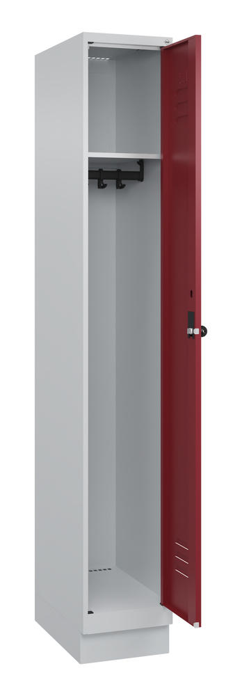 Garderoben-Stahlspind CLASSIC PLUS, mit Sockel | Rubinrot RAL 3003 | mit Sockel | Lichtgrau RAL 7035 | 300 | 1