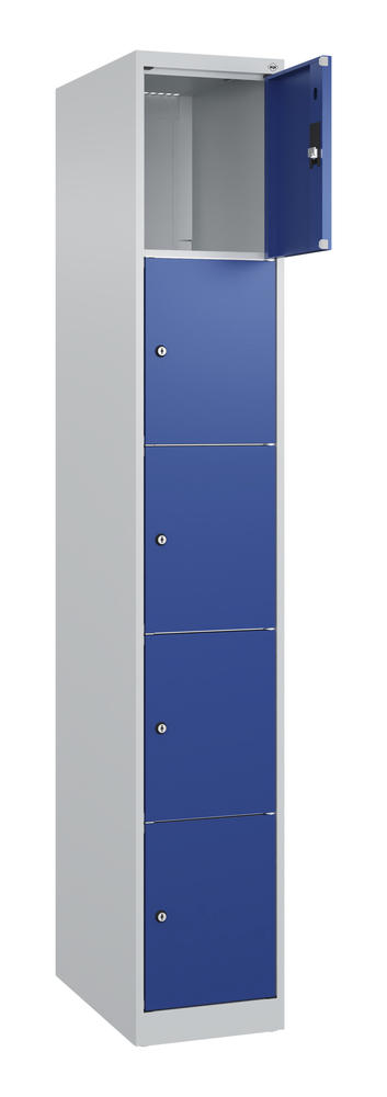 Schließfachschrank CLASSIC PLUS, bodenstehend | Enzianblau RAL 5010 | Bodenstehend | Lichtgrau RAL 7035 | 300 | 1 | 5