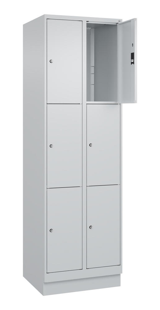 Schließfachschrank CLASSIC PLUS, mit Sockel | Lichtgrau RAL 7035 | mit Sockel | Lichtgrau RAL 7035 | 300 | 2 | 6