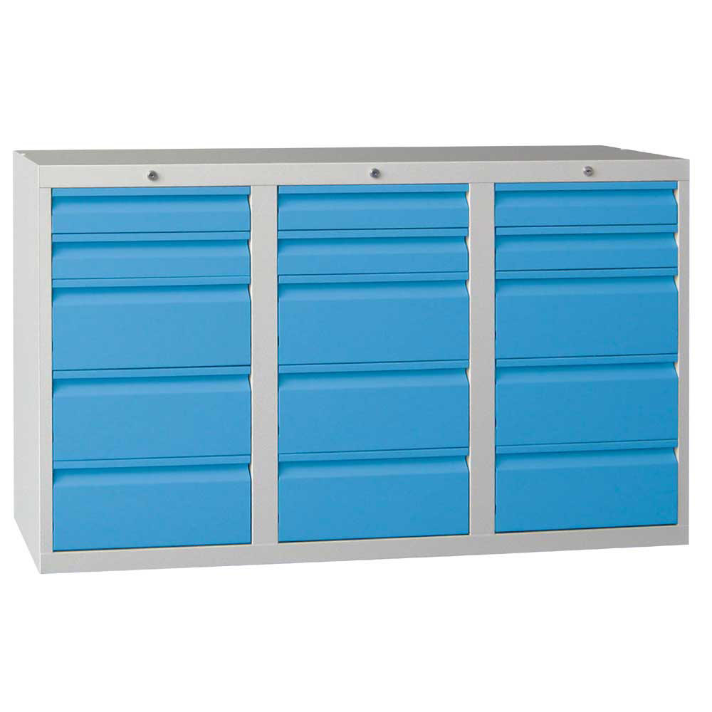 Schubladenschrank SB 300 | Lichtblau RAL 5012 | 1500 | 15 Schübe