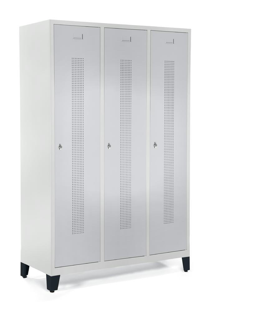 Garderobenspinde SYSTEM SP1 mit Füßen | Alusilber RAL 9006 | mit Füßen | 400 | Zylinderschloss