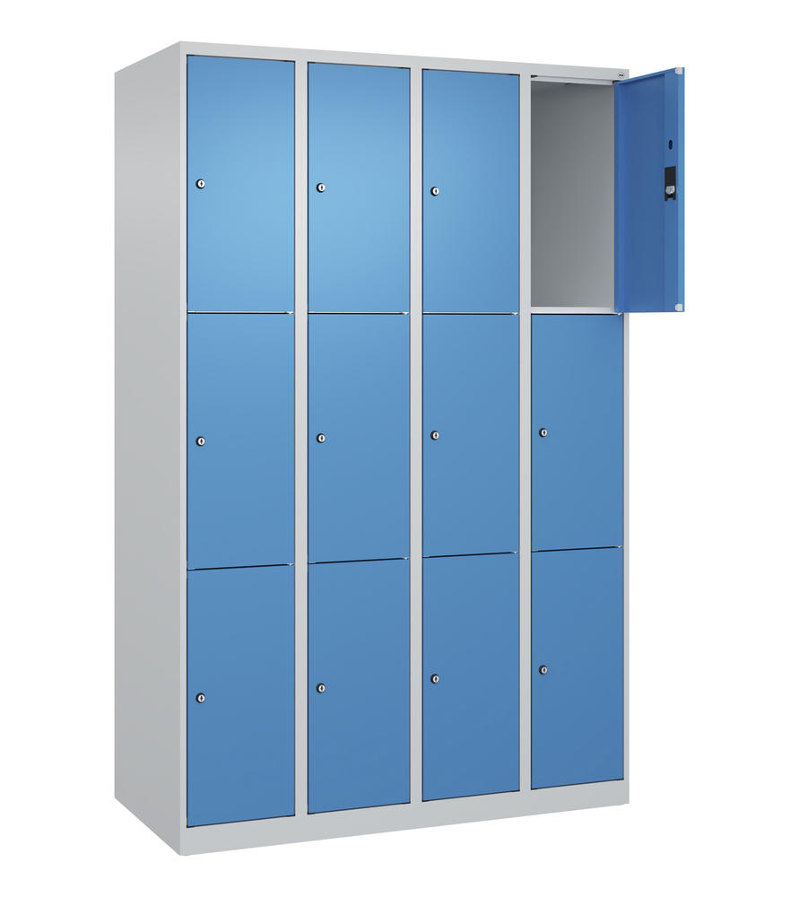 Schließfachschrank CLASSIC PLUS, bodenstehend | Lichtblau RAL 5012 | Bodenstehend | Lichtgrau RAL 7035 | 300 | 4 | 12