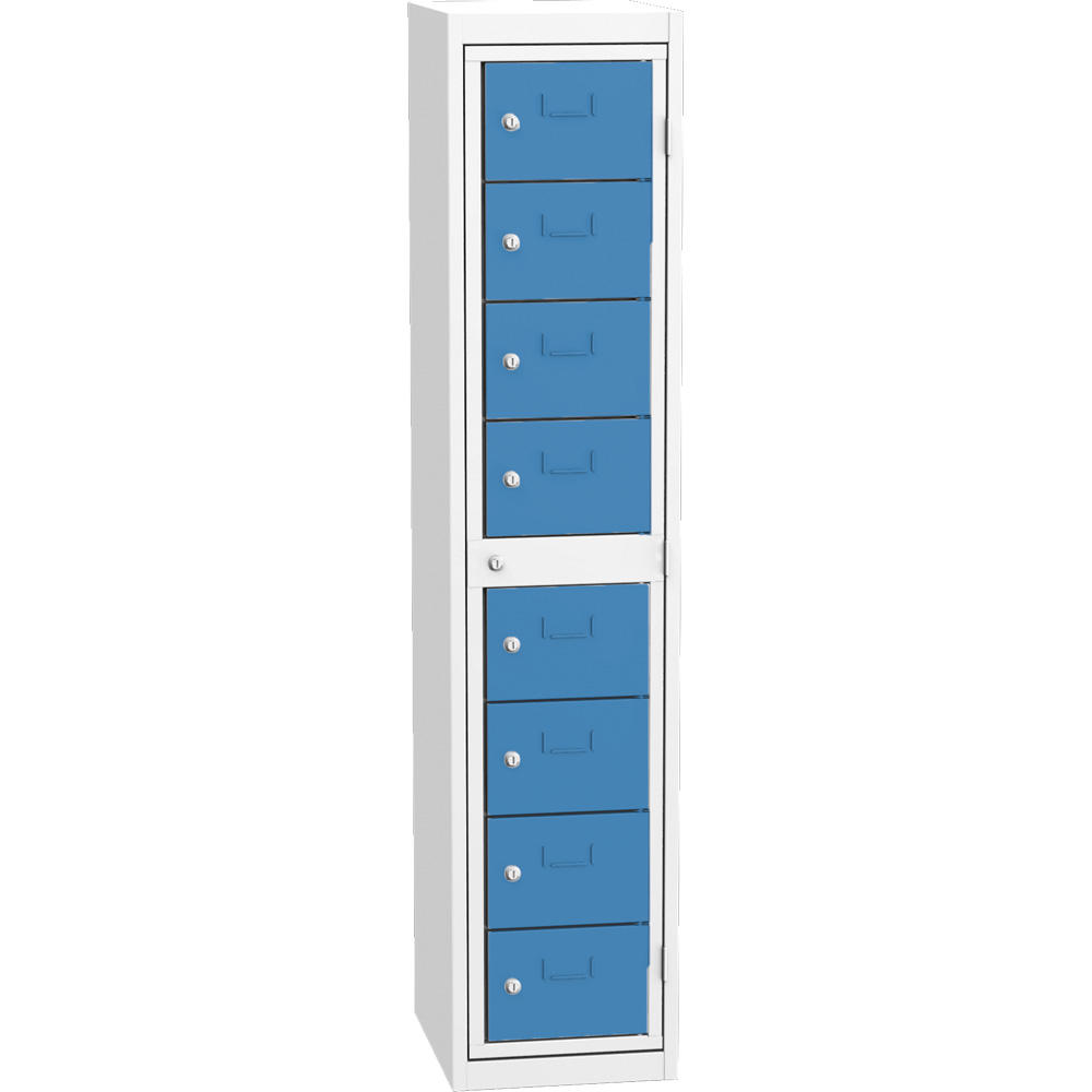 Wäscheausgabeschrank mit 8 Ausgabefächern | Lichtblau RAL 5012 | Zylinderschloss