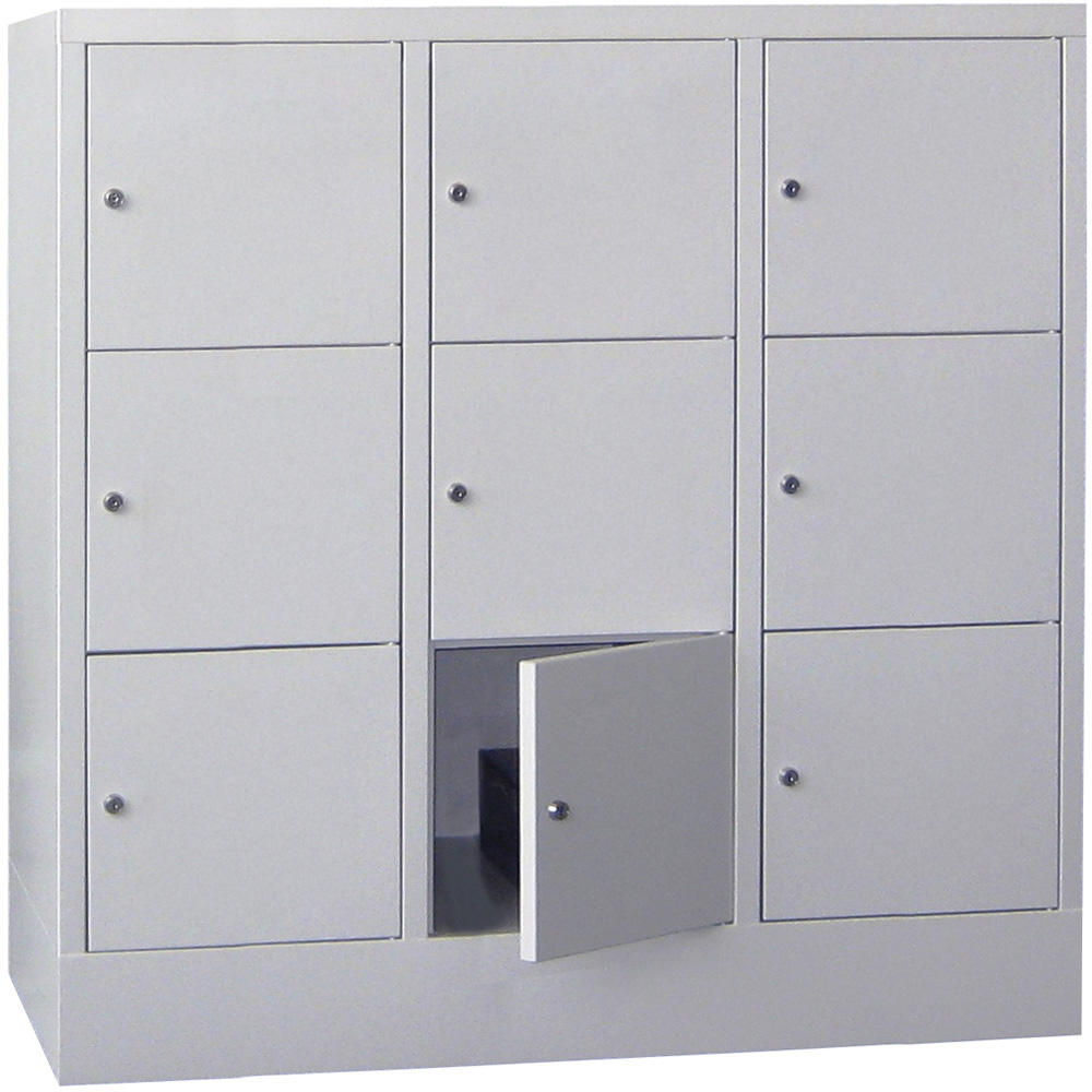 Schließfachschrank CLASSIC mit glatten Türen | Lichtgrau RAL 7035 | 400 | 3 | 9