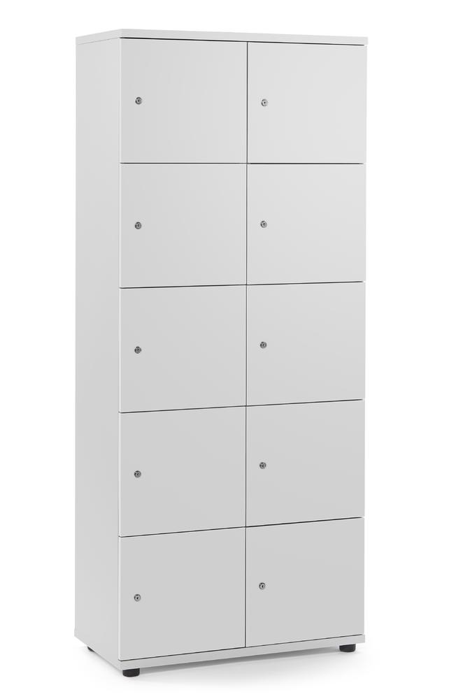 Schließfachschrank OFFICE-LINE mit 10 Fächern | Lichtgrau | ohne Posteinwurf | Lichtgrau | Zylinderschloss mit Wechselzylinder