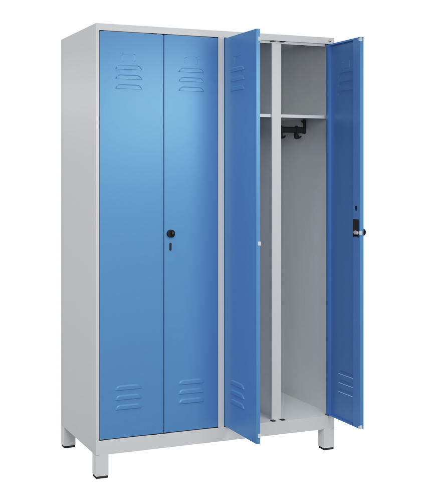 Arbeitsstättenspind CLASSIC PLUS, mit Füßen | Lichtblau RAL 5012 | mit Füßen | Lichtgrau RAL 7035 | 300 | 4