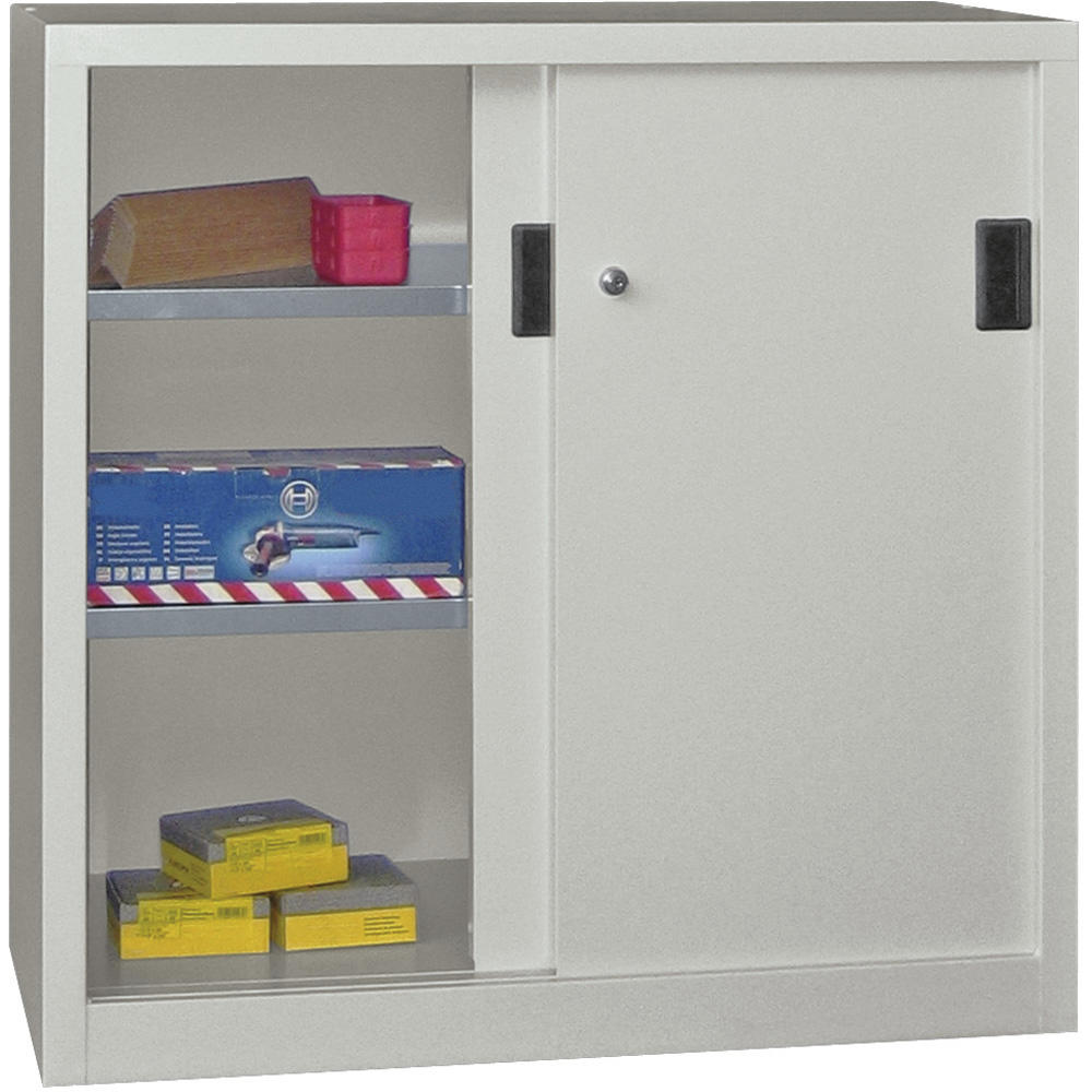 Schiebetüren-Stahlschrank SYSTEM FLEX | Lichtgrau RAL 7035 | 1500 | 400 | mit Stahltüren