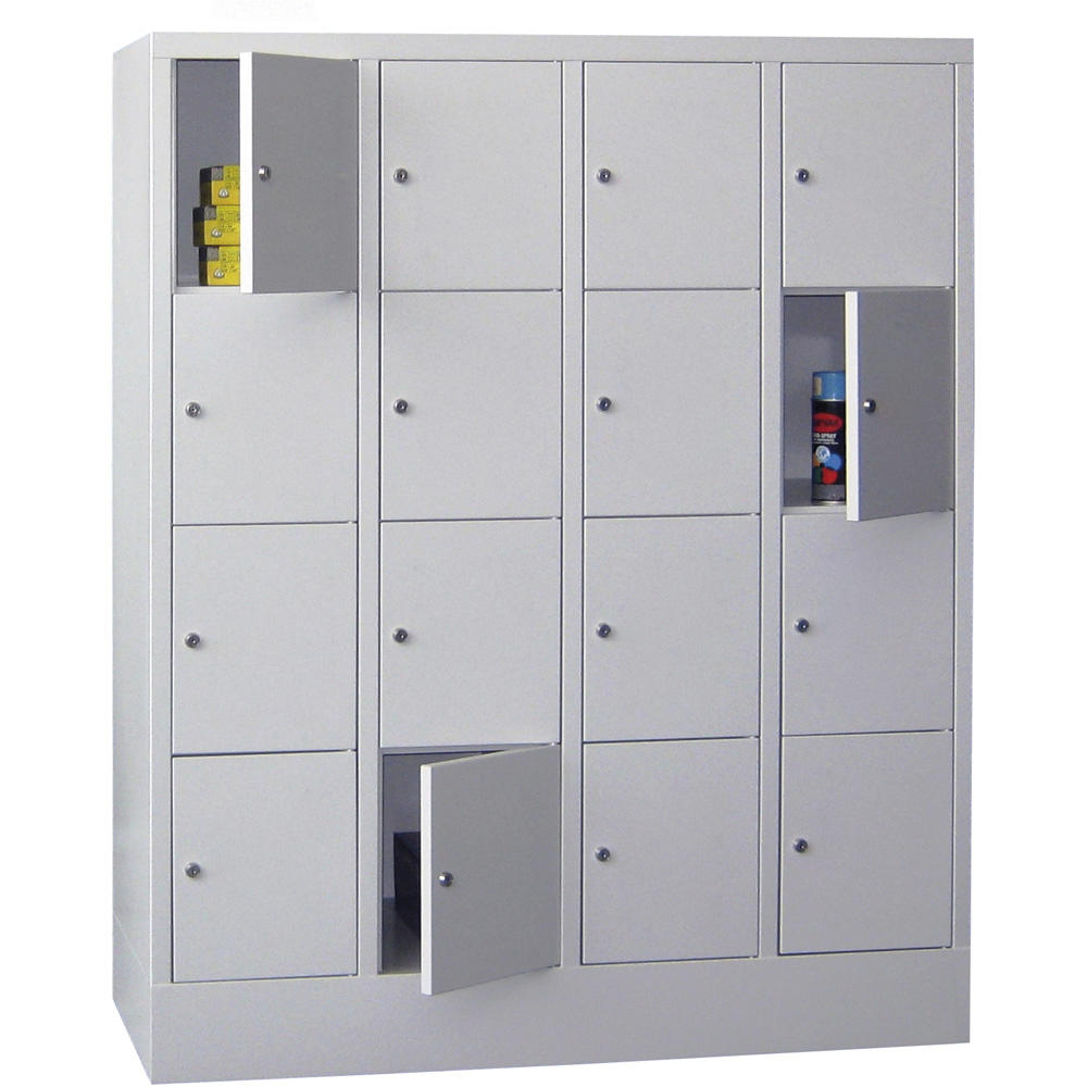 Schließfachschrank CLASSIC mit glatten Türen | Lichtgrau RAL 7035 | 300 | 4 | 16