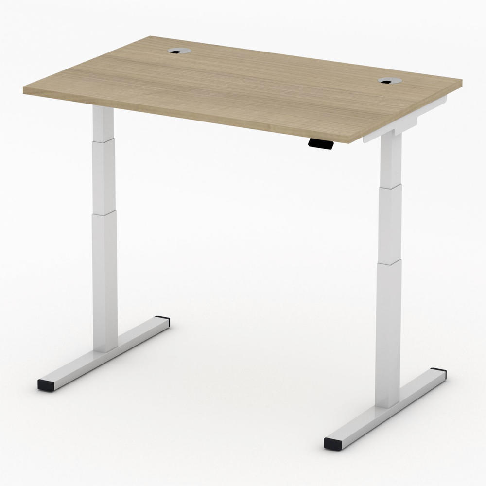 Höhenverstellbarer Schreibtisch MULTI MODUL-PRO | Nussdekor | 1200 | Alusilber