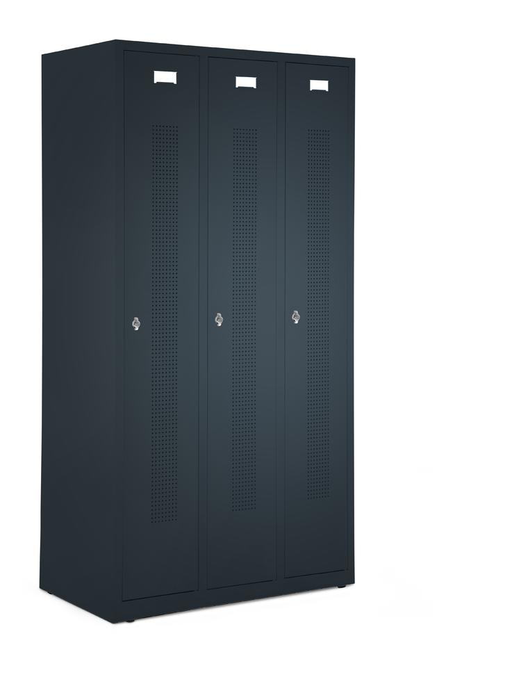 Garderobenspinde SYSTEM SP1 bodenstehend | Anthrazit RAL 7021 | Bodenstehend | 300 | Drehriegelverschluss