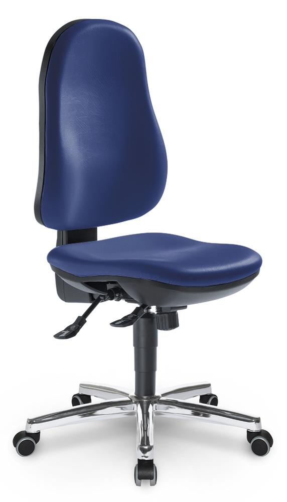 Bürostuhl COMFORT S ohne Armlehnen | Blau | Verchromt | ohne Armlehnen (optional)