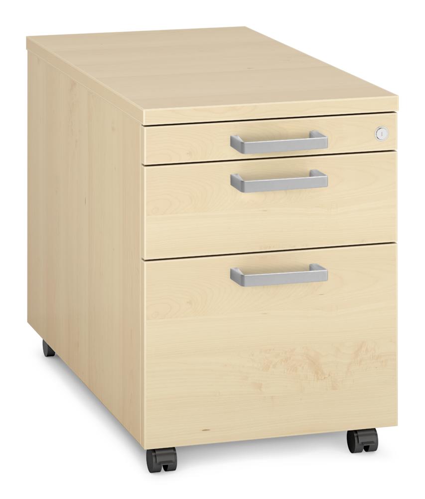 Rollcontainer MULTI MODUL-PRO | Ahorndekor | 800 | 1 + 1 Schübe + 1 Hängeregistratur