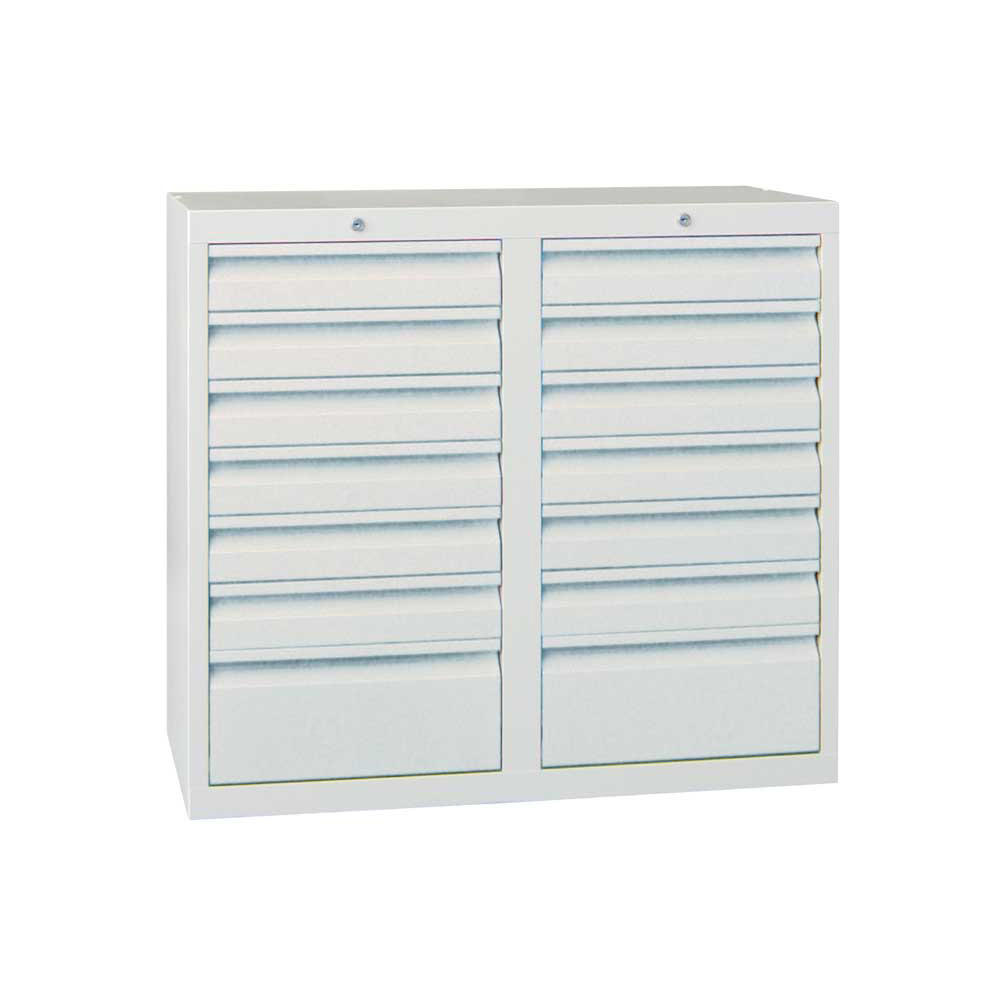 Schubladenschrank SB 200 | Lichtgrau RAL 7035 | 1000 | 14 Schübe