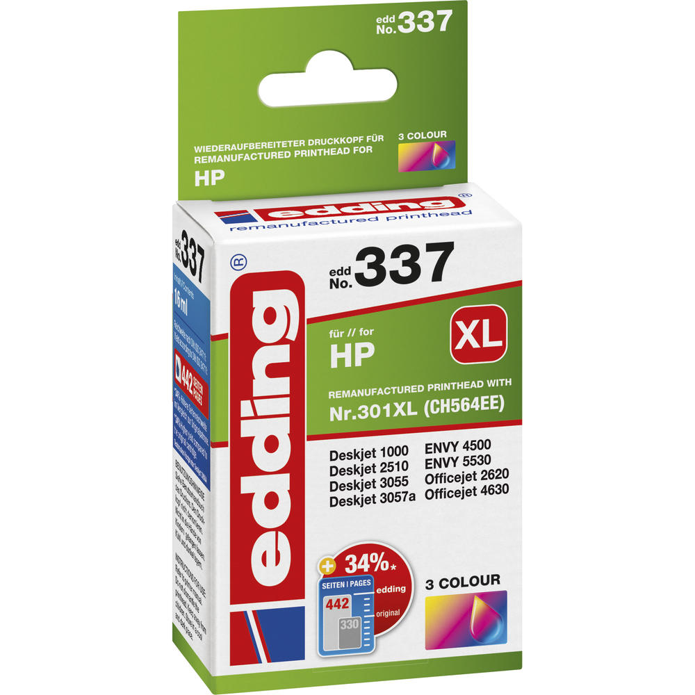 edding Tintenpatrone 18-337 wie HP 301XL farbig
