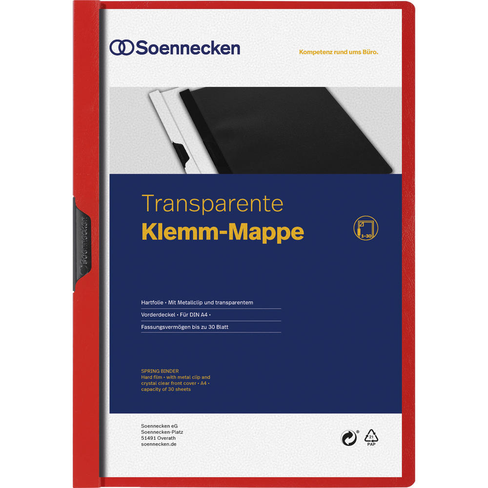 Soennecken Klemmmappe 3316 DIN A4 bis 30Blatt PVC