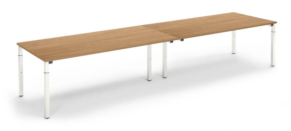 Konferenztisch System MODUL | Nussdekor | 4000 | 1000 | Alusilber RAL 9006