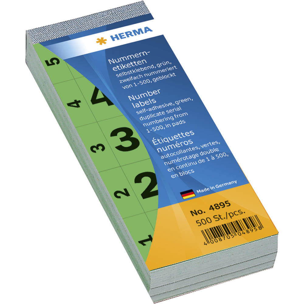 HERMA Nummernblock 4895 1-500 sk 28x56mm grün 500