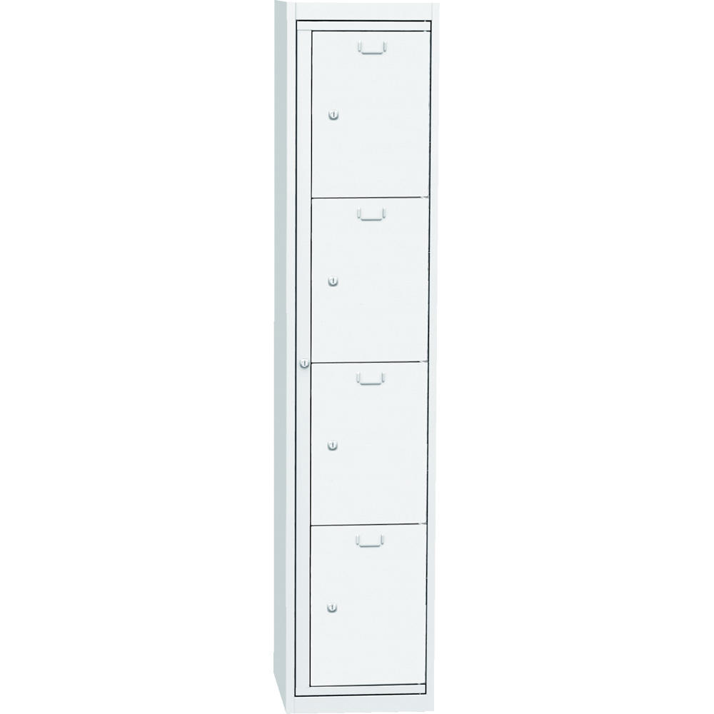Wäscheausgabeschrank mit 4 Ausgabefächern | Lichtgrau RAL 7035 | Drehriegelverschluss